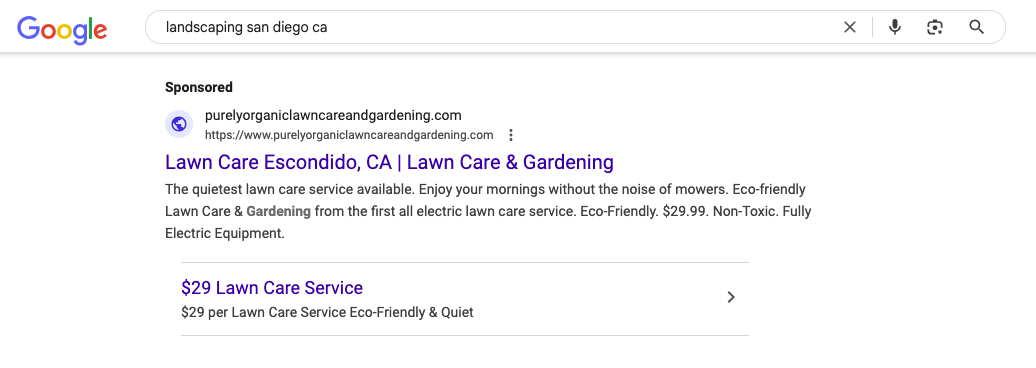 google ads for landscaping
