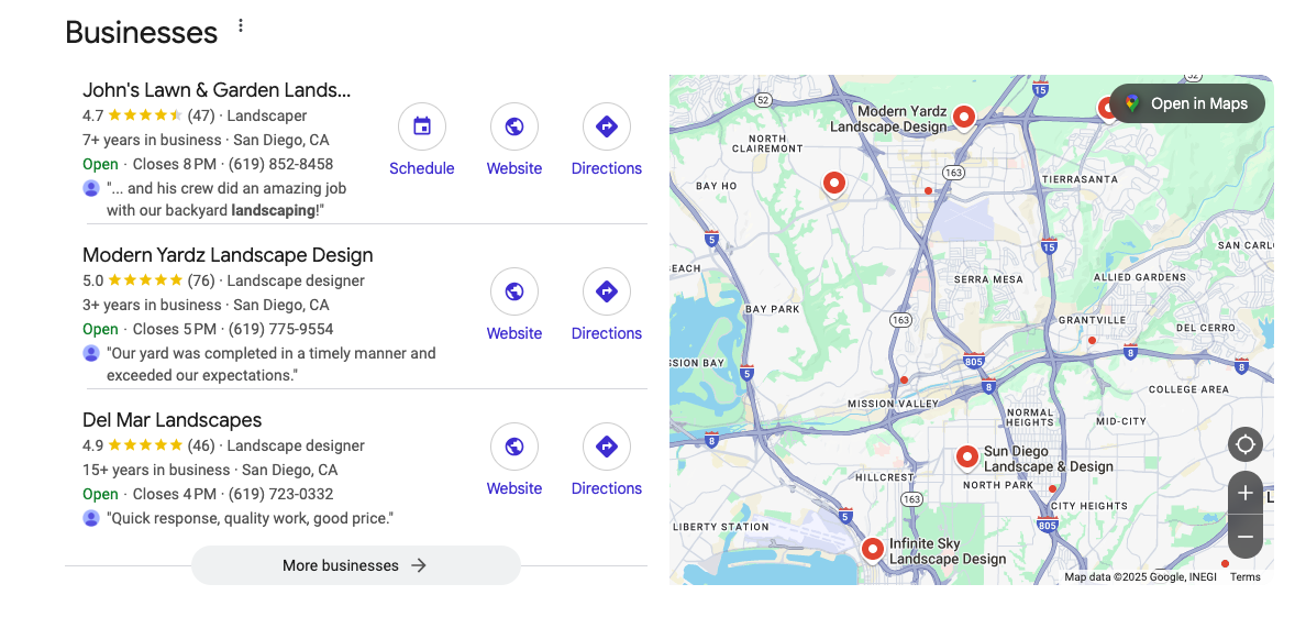 google business profile landscaping